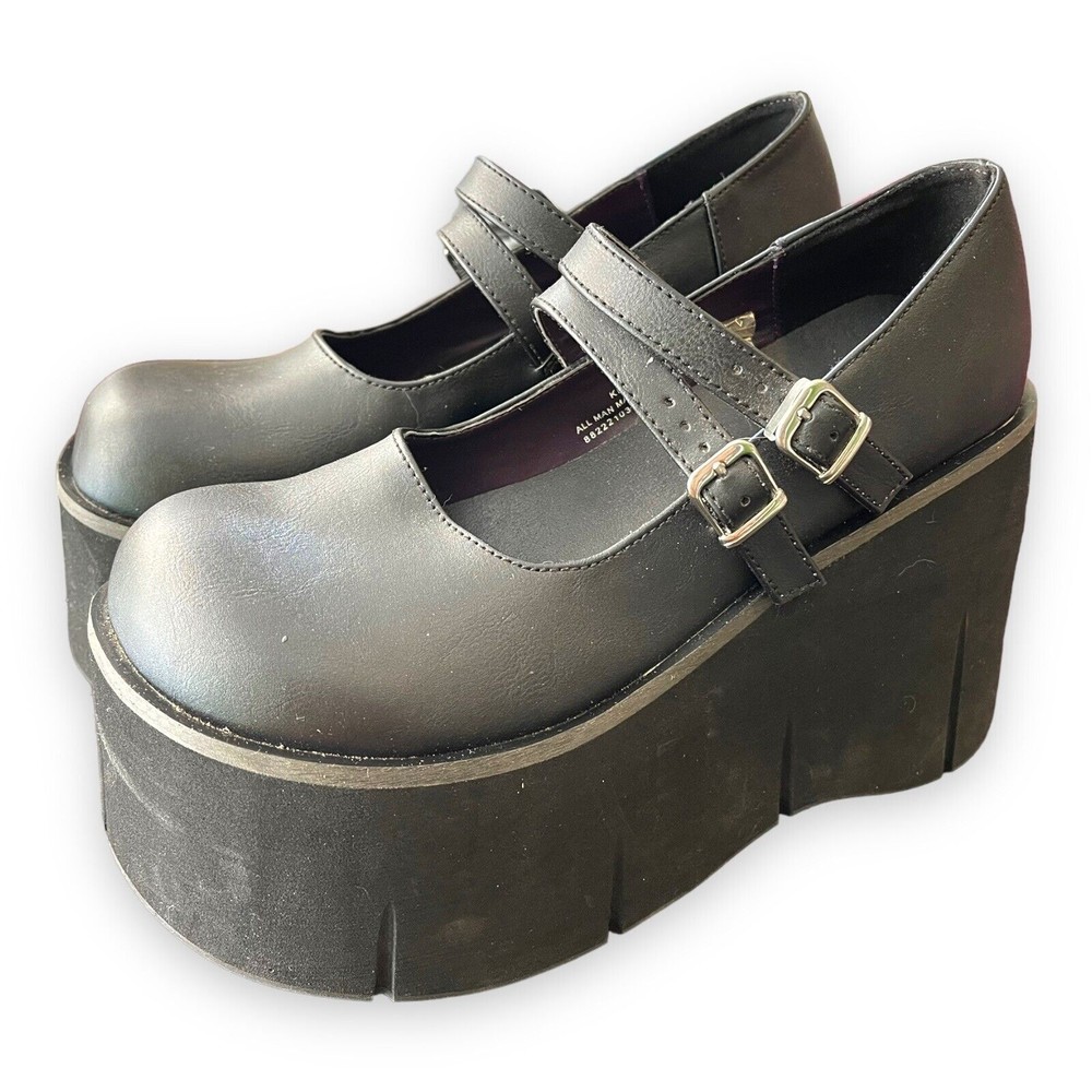 Demonia Kera 08 Black Double Strap Mary Jane Platform Sz: 9 - Goth Punk Rave